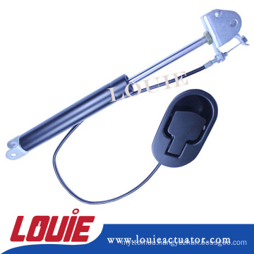 Lockable gas spring for bus cargo side door